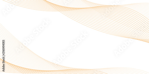 Luxury abstract gold wavy line pattern (guilloche curves) with copy space. Elegant golden color smooth gradient on white background. Premium vector striped texture for banner, business backdrop.