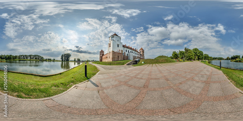 Cuadro en lienzo full seamless spherical hdri 360 panorama near huge neo-gothic castle, defensive