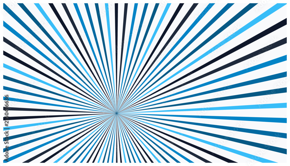 Obraz premium Classic sunburst background with blue and navy rays on white base for advertising and creative brochures.