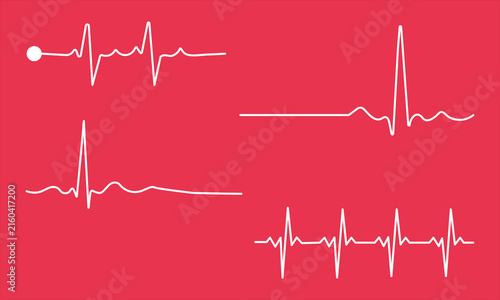 heartbeat ECG monitor waveform set-medical cardiology pulse line icons