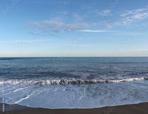 Seescape of ocean with blue sky