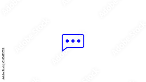 Minimalist blue chat bubble icon with three dots as a symbol for online communication and digital messaging interface.