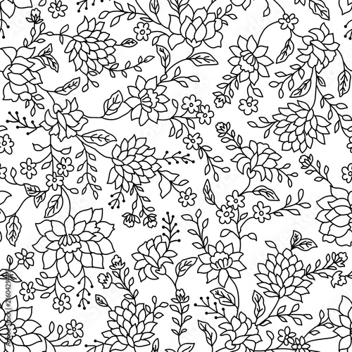 pattern, flower, seamless, leaf, wallpaper, vector, floral, design, nature, illustration, vintage, spring, art, decoration, texture, plant, flowers, drawing, 