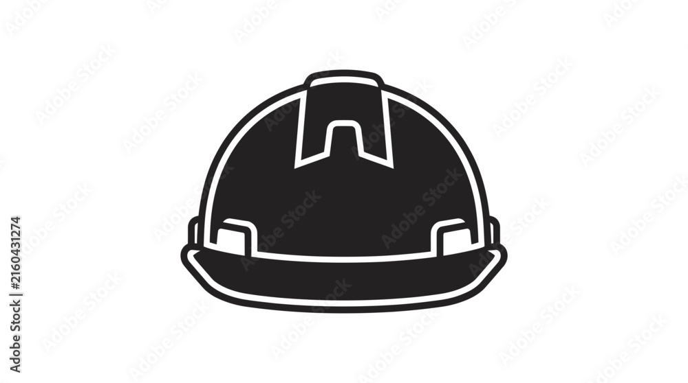 Fototapeta premium Hard hat construction safety helmet line drawing icon.