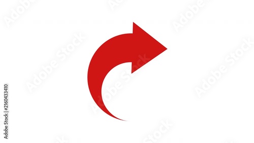 Circle Arrow icon animation. Red curved arrow icon on a white background.