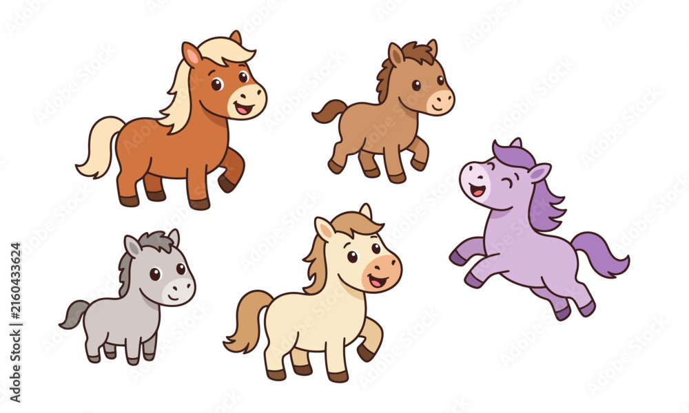 Obraz premium Four cartoon animals playing together in a colorful setting isolated on transparent background, isolated on white background, Vector Cute animal cartoon design editable new editable 2026