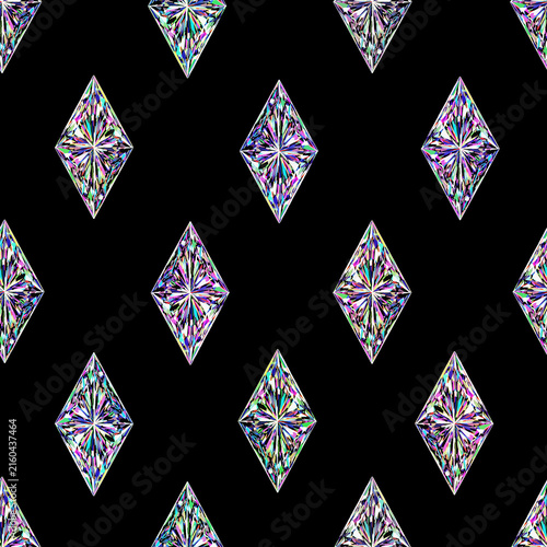 Seamless pattern featuring hand‑drawn diamonds in on a black background