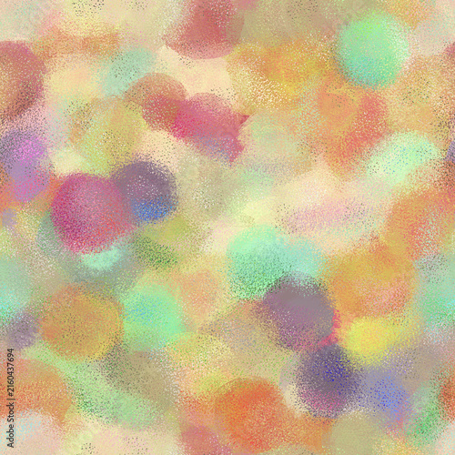 Seamless weird abstract pattern drawn with a textured brush with a noise effect. Multicolored endless pattern, predominantly in orange tones