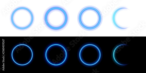 Light blue flare effect, circle fantasy neon 3d tech frame.