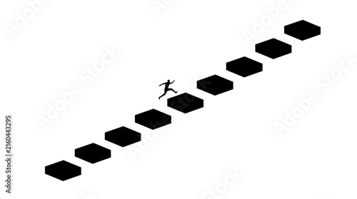 Man climbing stairs vector illustration progress success concept isolated on white