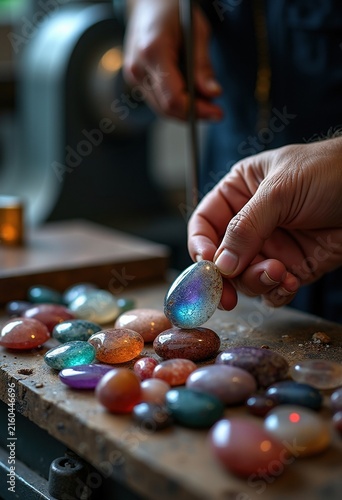 Polished Gemstones Brilliantly Shining Through Advanced Tumbling Machine Processing Smooth Finish Revival