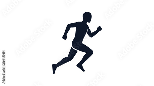 Minimalist black silhouette of a person running.