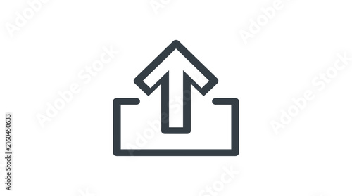 Minimalist black upload symbol for digital interfaces.