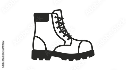 Minimalist black work boot line art icon