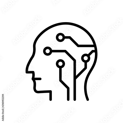 Machine learning algorithm AI computing model line icon vector