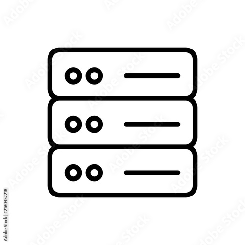 Server rack datacenter database hosting storage line icon vector