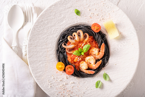 Professional and fresh spaghetti bolognese as sophisticated food.