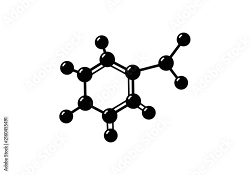 A too much important looking nitrobenzene chemical molecule structure silhouette icon of aromatic compound with nitro group on benzene ring silhouette
