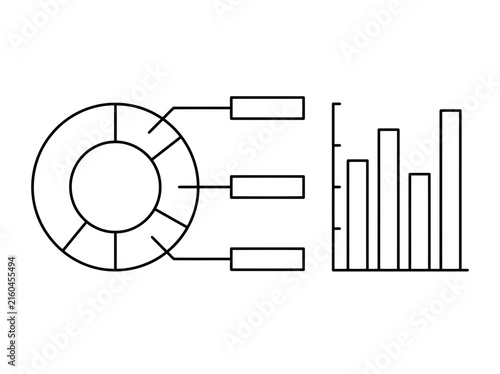 A really important and perfect Infographic elements line art with a nice pie or donut chart and a perfect bar graph icon 
