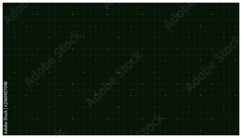 Dark green matrix digital grid background with glowing data points for technology concept designs.
