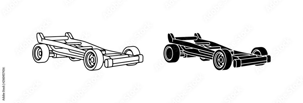 Fototapeta premium Formula 1 Race Car Outline and Silhouette, Speed Vehicle Vector Art