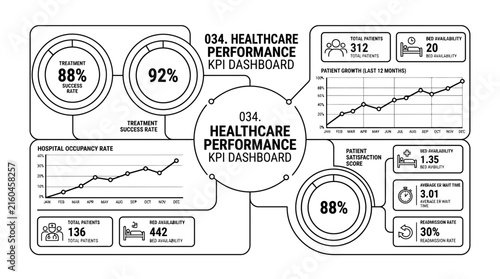 Medical Analytics Dashboard Vector UI with Healthcare Statistics and KPI Charts