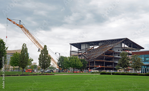 Steel Building Construction with Crane