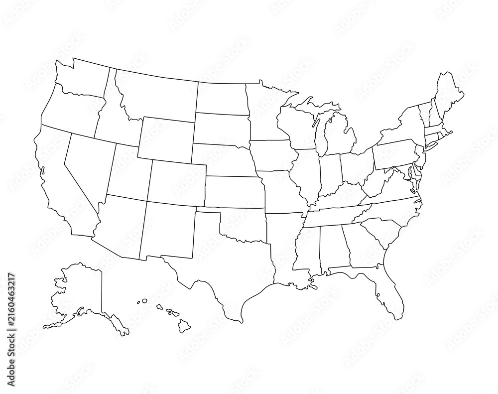 Fototapeta premium USA vector linear map vector