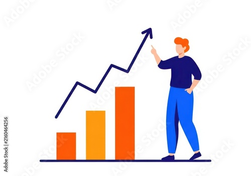 Person showing growth chart with smartphone