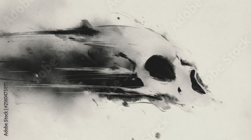 Abstract skull artwork monochrome illustration of death and mortality