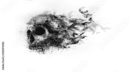 Abstract skull formed by smoke on white background for symbolic design