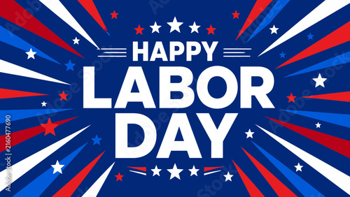Happy labor day patriotic background with stars and stripes design