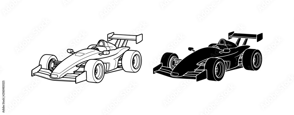 Fototapeta premium Formula 1 Race Car Vector Art, Speeding Vehicle Silhouette, Motorsport Design Elements