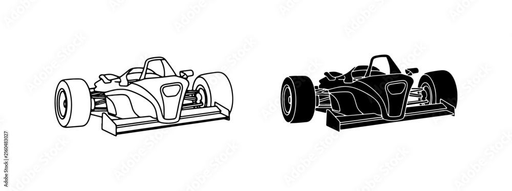 Naklejka premium Formula 1 Race Car Vector Icons, Speeding Vehicle Graphics, Motorsport Design Elements