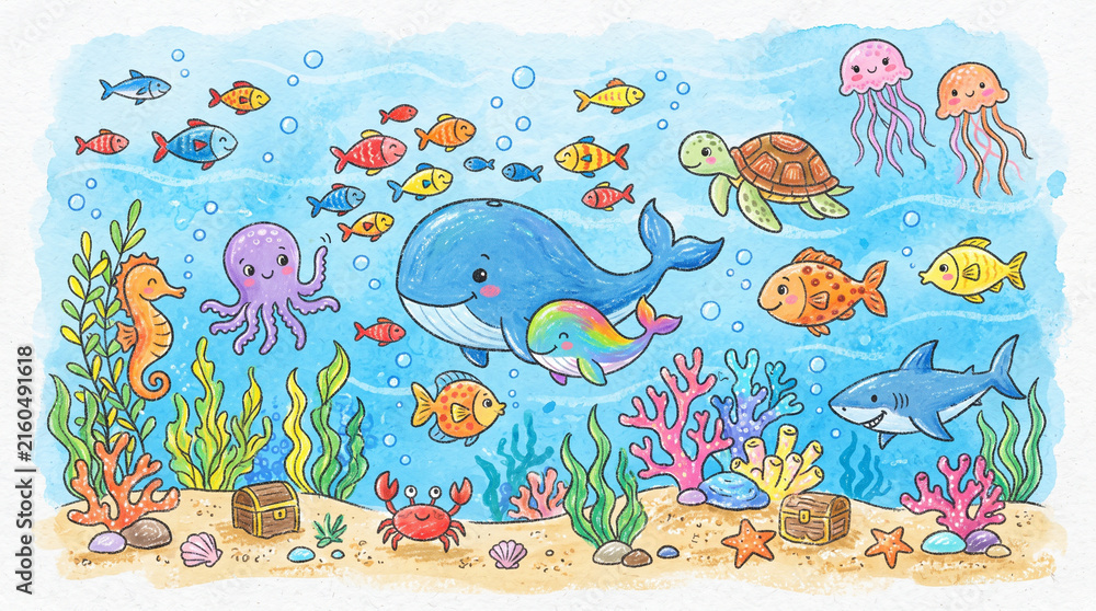 seamless pattern with fishes