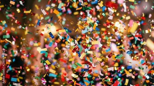 Multicolor confetti falling in celebration