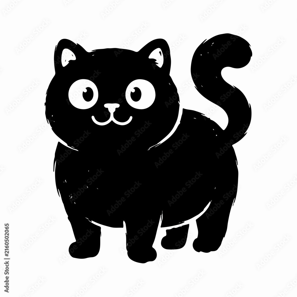 Fototapeta premium Cute Hand Drawn Funny Cat Mascot Vector Illustration For Brand Design