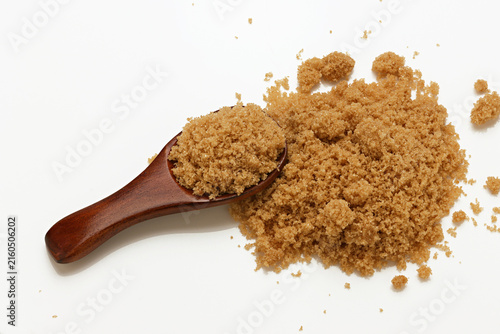 Loose Brown Sugar close up on white background
