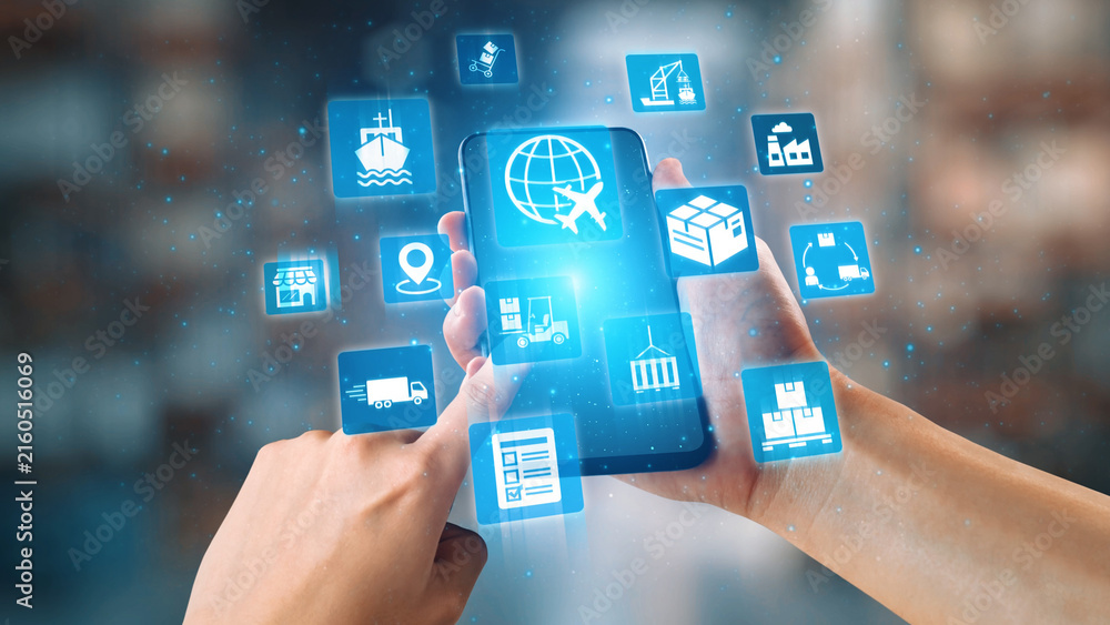 Obraz premium Global shipping icons show transport, logistics, and cargo delivery. Global shipping connects supply chain, global shipping management, and worldwide goods distribution. Gist