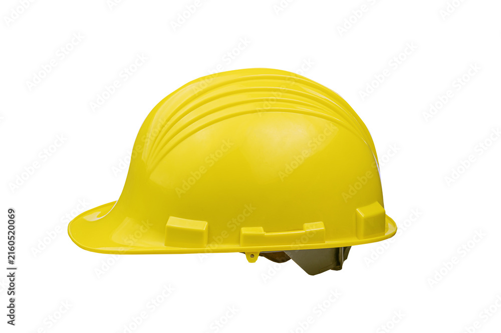 Fototapeta premium yellow hard hat. Yellow helmet isolated on white background. Safety helmet. 