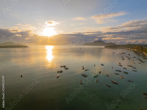 Amazing light of nature beautiful Light Sunset or sunrise over sea sky background