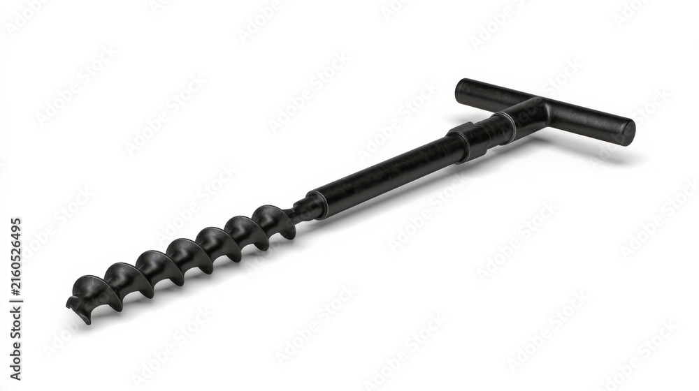 Fototapeta premium Corkscrew compost tool displayed on bright white surface