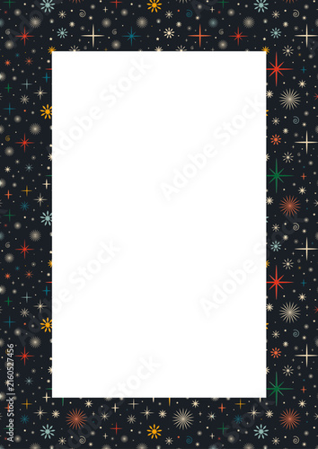 christmas frame with snowflakes and stars