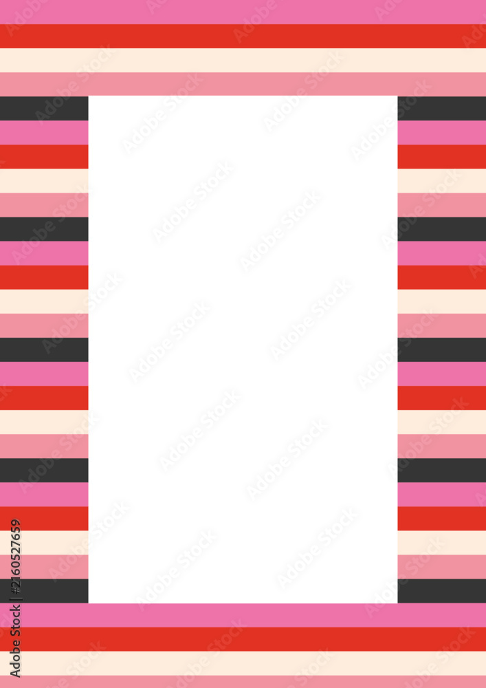 Fototapeta premium Pink black and red striped frame with