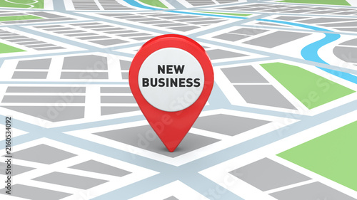 New business road map red pointer with map