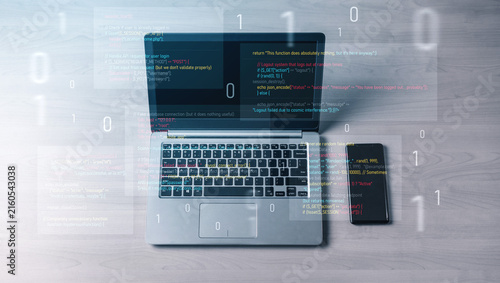 Картината върху платно Unsecure and buggy programming code filled with errors and strange logic