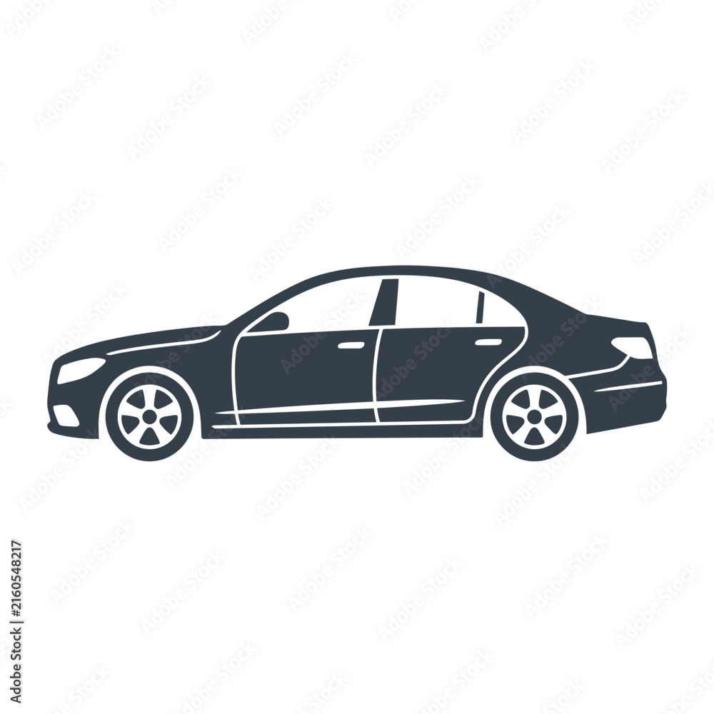 Fototapeta premium Modern sedan car side view silhouette.