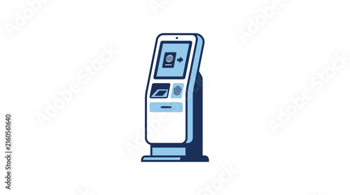 Digital Passport Control Kiosk Isolated Illustration