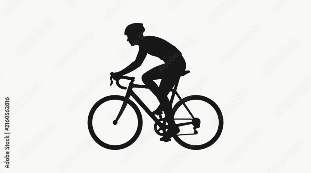 Fototapeta premium Male Cyclist Riding Bicycle in Side Profile, Cycling Fitness Sport and Outdoor Recreation Silhouette