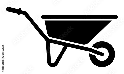 Bild auf Leinwand A black silhouette icon of a garden wheelbarrow.